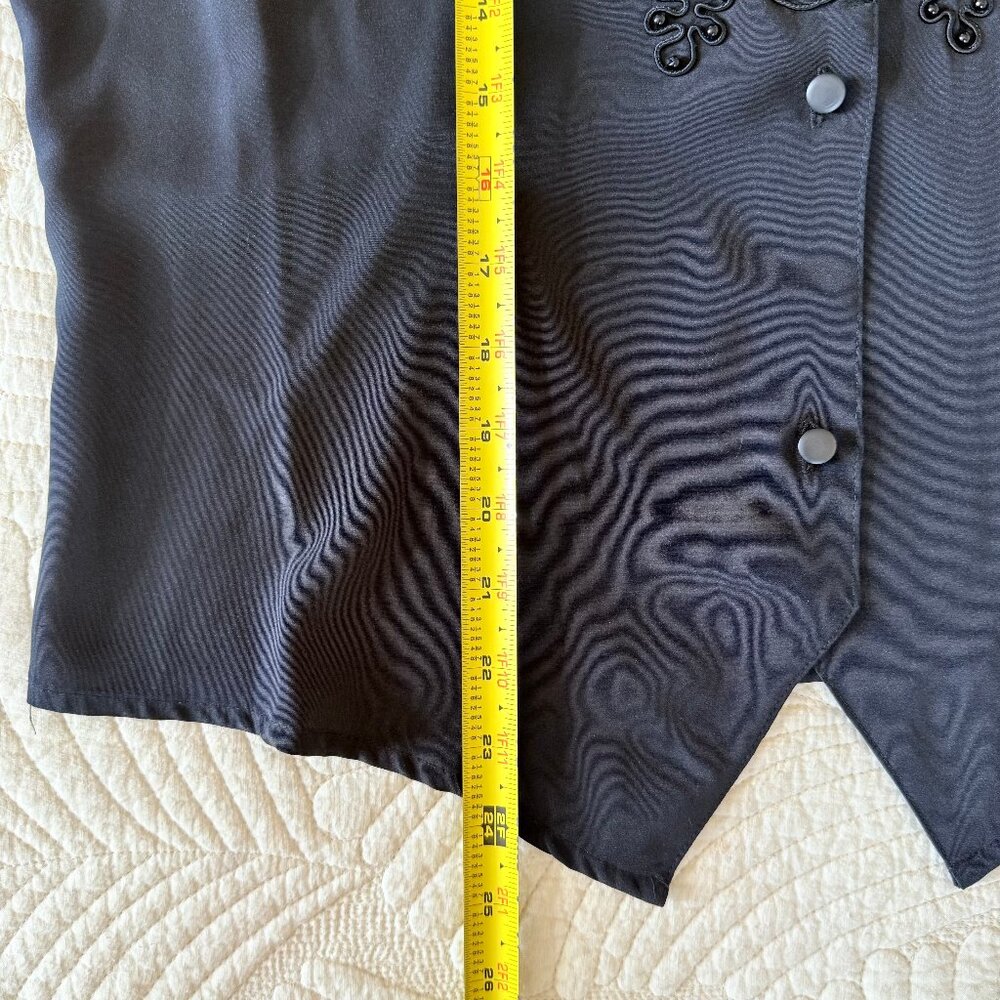 Vintage 90s Black High Collared Embellished Victorian Boho Style Blouse Size 12 - Picture 9 of 12